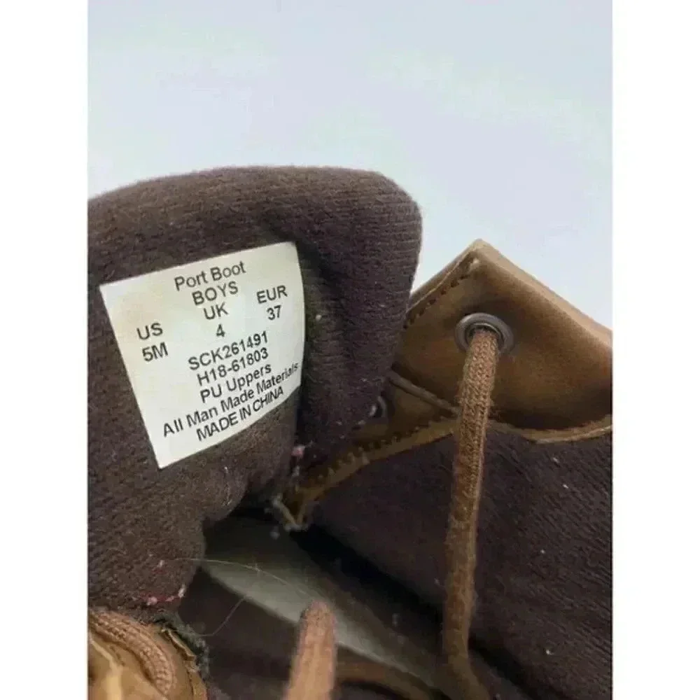 Sperry Port Boots Youth‎ Boys 5 M Brown Leather Duck Rain Lace Up Ankle Outdoors